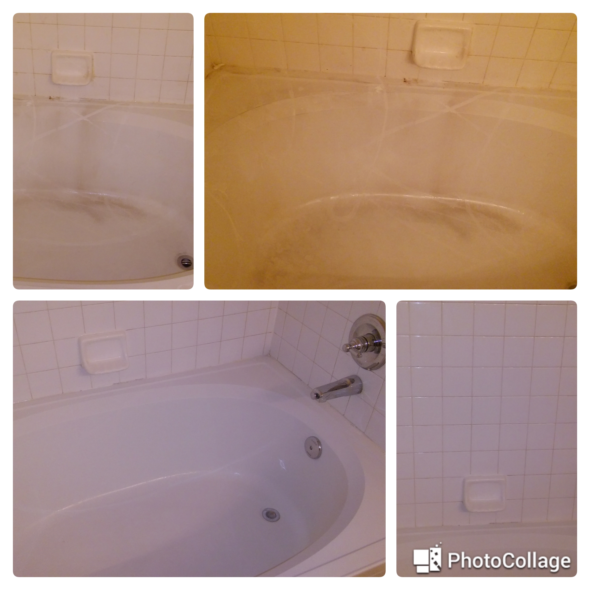 Tub and tile detail — before and after