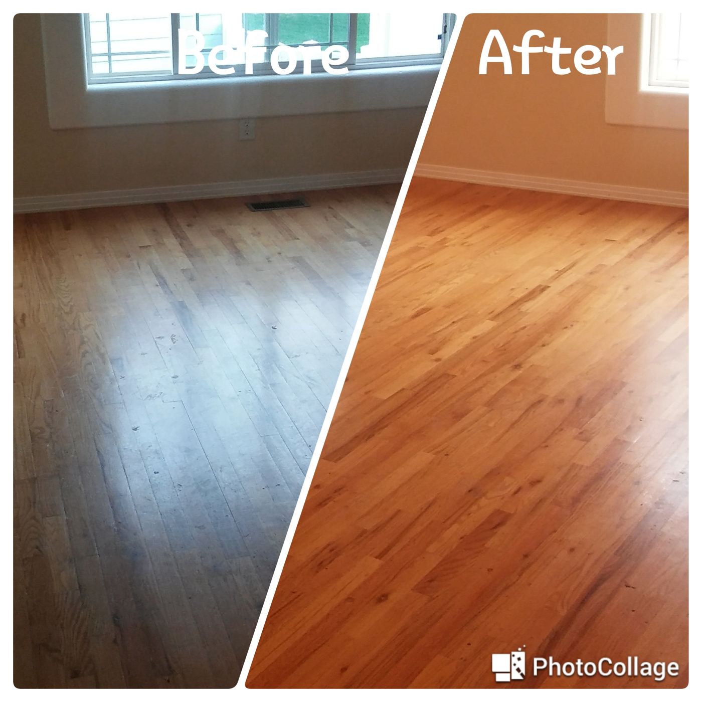 Move-out hardwood floors — before and after